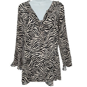 Womens Victoria Secret Top XS Mob Wife Quiet Luxury 90s Animal Zebra Sheer